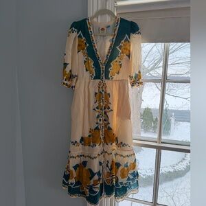 Farm Rio Puff sleeve printed midi dress